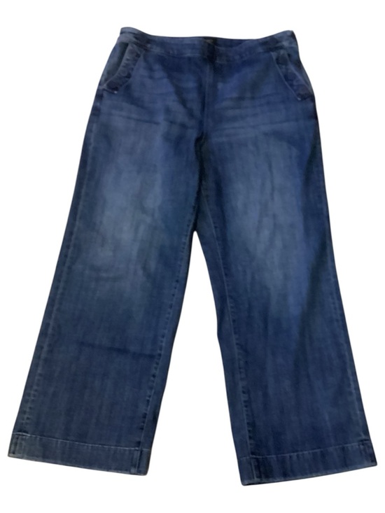 Talbots Denim - Talbots Dark Blue Wide Leg Jeans size 16 side zip